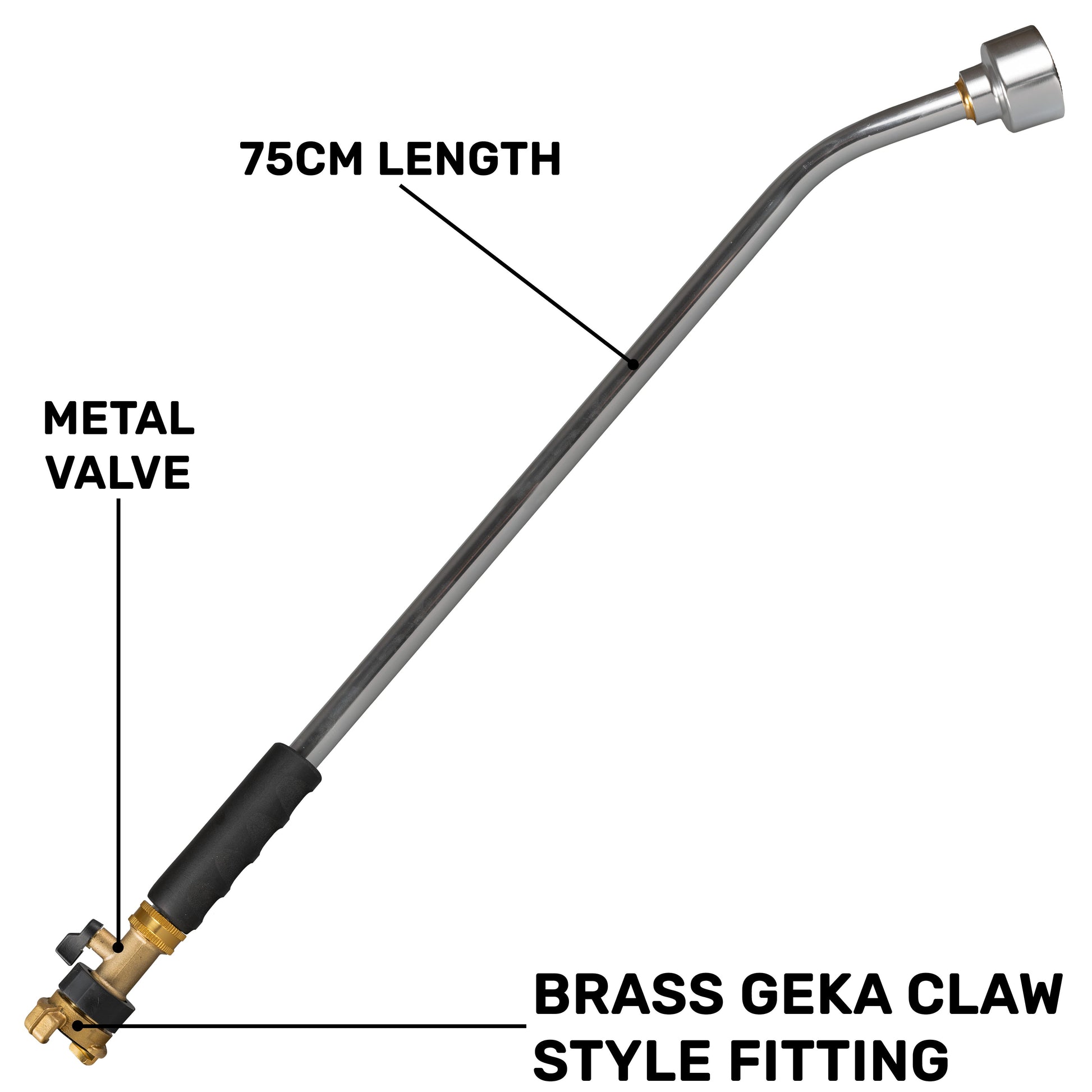 AP Supplies 75cm Garden Watering Lance with Brass Valve and Geka Type Fitting
