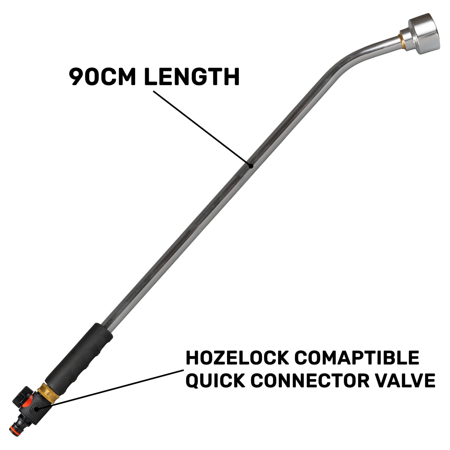 AP Supplies 90cm Garden Watering Lance with Quick Connect Valve (Black)