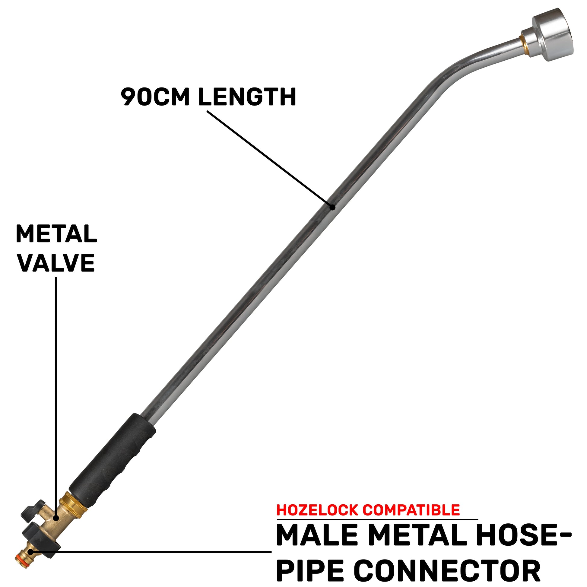 AP Supplies 90cm Garden Watering Lance with Brass Valve and Quick Connect Male