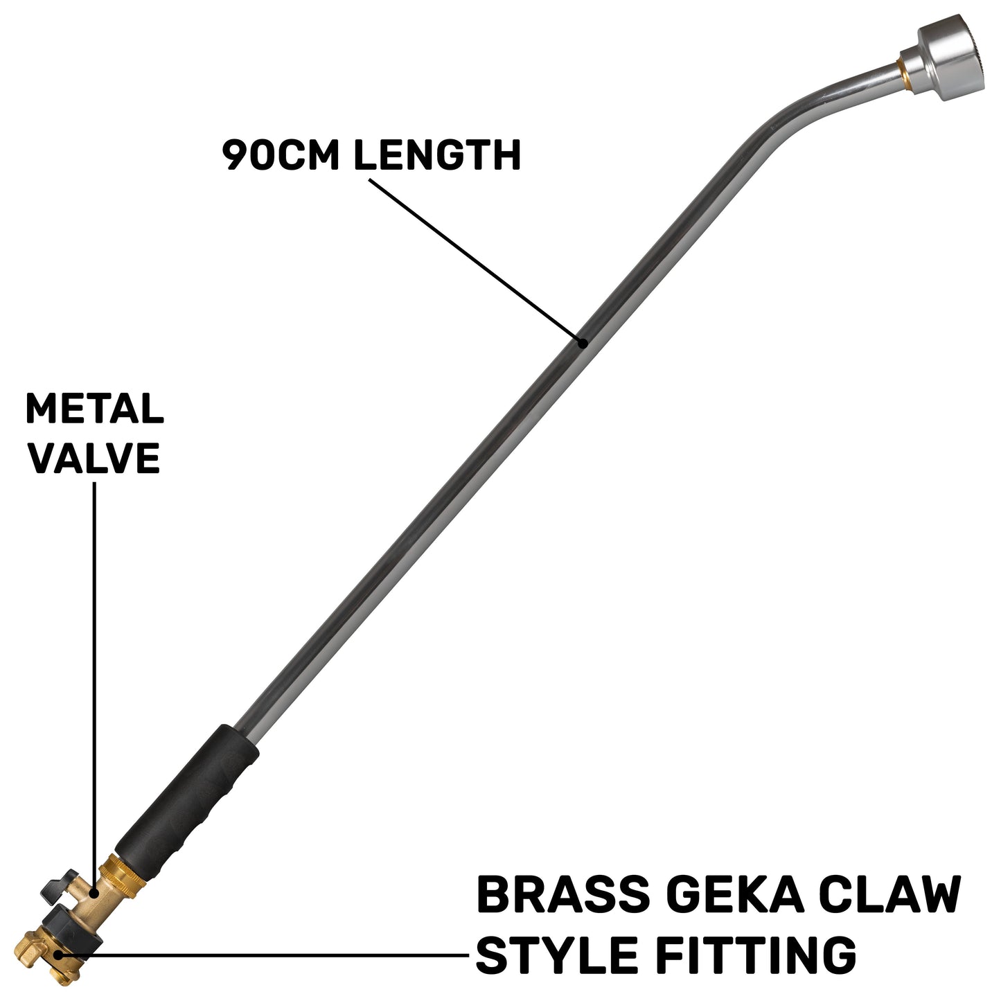 AP Supplies 90cm Garden Watering Lance with Brass Valve and Geka Type Fitting