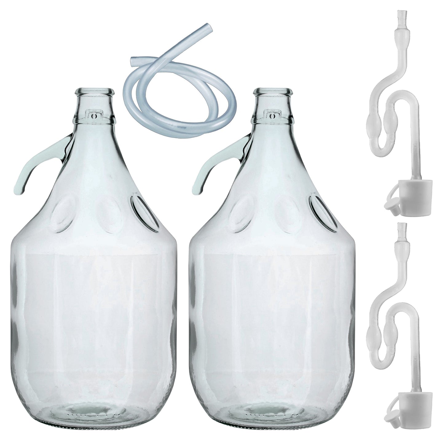 Glass Demijohn 5L 2 Pack Plain With Airlock, Bung and Tube Home and Garden Use