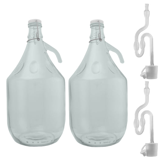 Glass Demijohn 5L 2 Pack Swing Top Cap, Airlock and Bung for Home and Garden Use