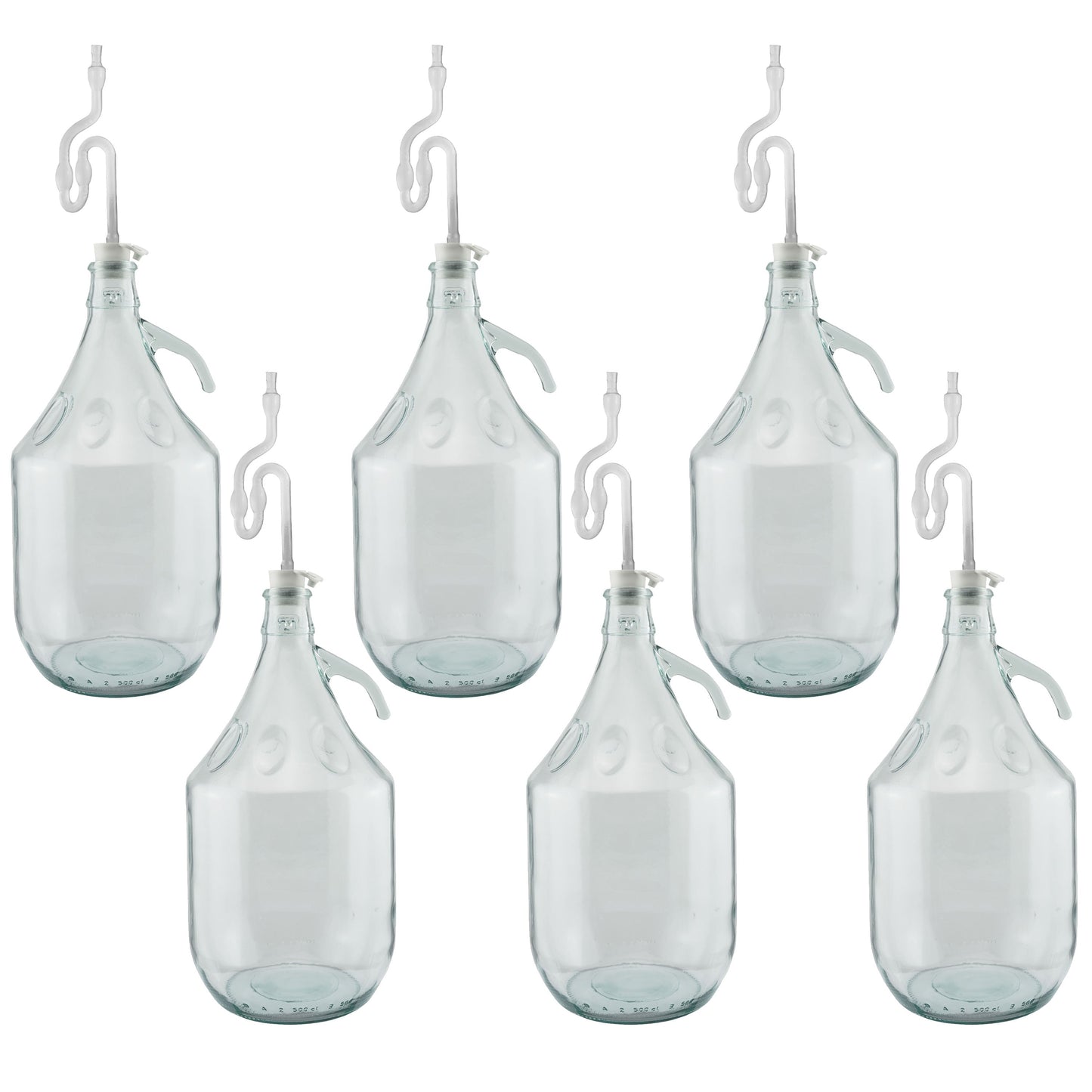 Glass Demijohn 5L 6 Pack Plain With Airlock and Bung for DIY Workshop Accessory