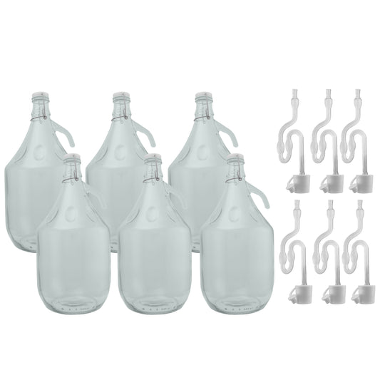 Glass Demijohn 5L 6 Pack Swing Top Cap, Airlock and Bung for Home and Garden Use