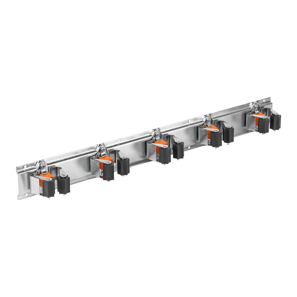 AP Supplies Wall Mount Tool Holder Rail - Roller Grip Design (5 Handles)