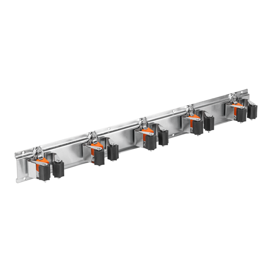 AP Supplies Wall Mount Tool Holder Rail - Roller Grip Design (5 Handles)