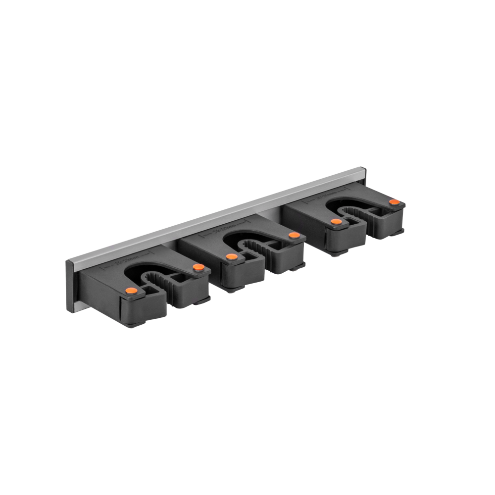 AP Supplies Wall Mount Tool Holder Rail - Gripper Design (3 Handles)