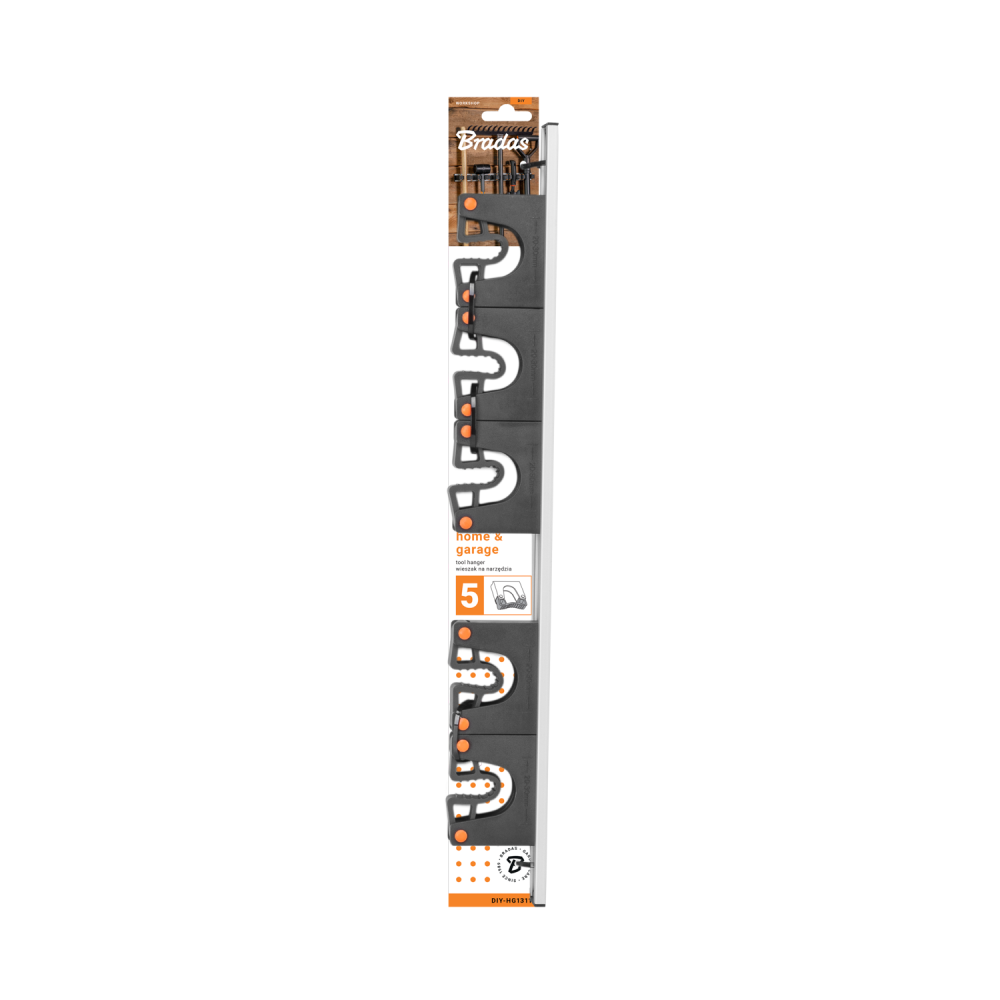 AP Supplies Wall Mount Tool Holder Rail - Gripper Design (5 Handles)