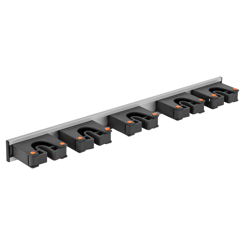 AP Supplies Wall Mount Tool Holder Rail - Gripper Design (5 Handles)