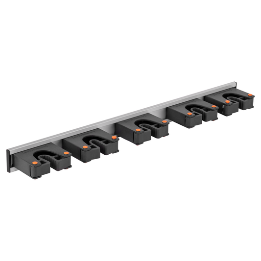 AP Supplies Wall Mount Tool Holder Rail - Gripper Design (5 Handles)