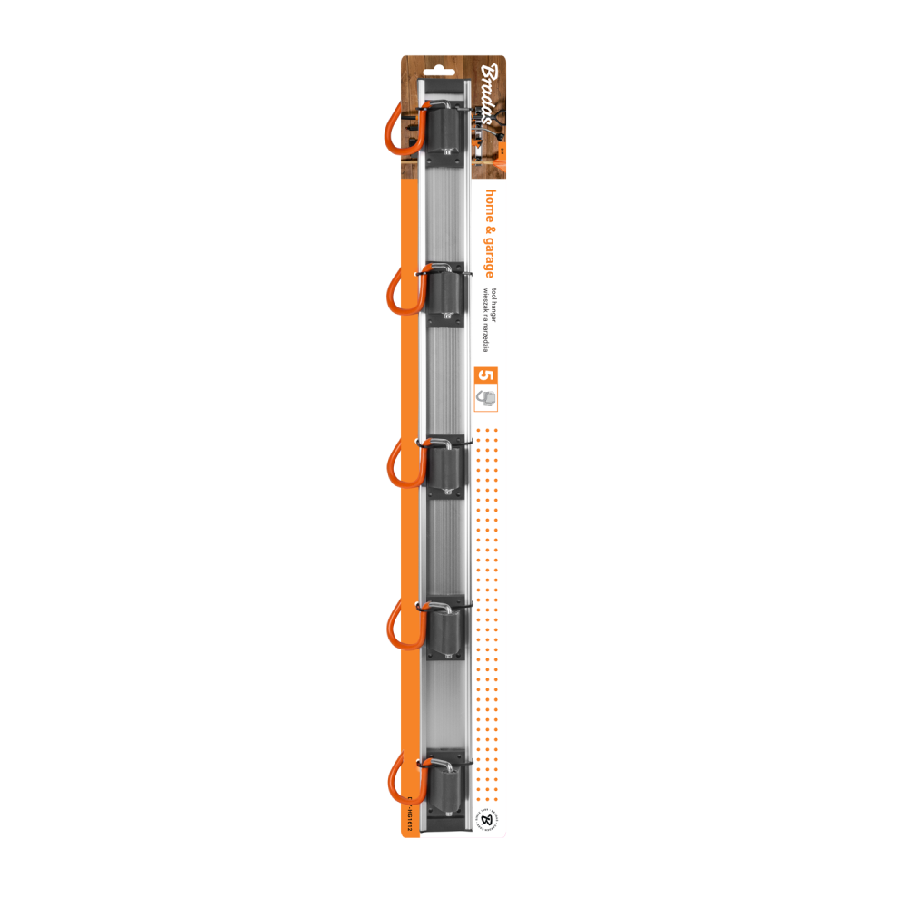 AP Supplies Wall Mount Tool Rack Rail with 5 x S Hanging Hooks