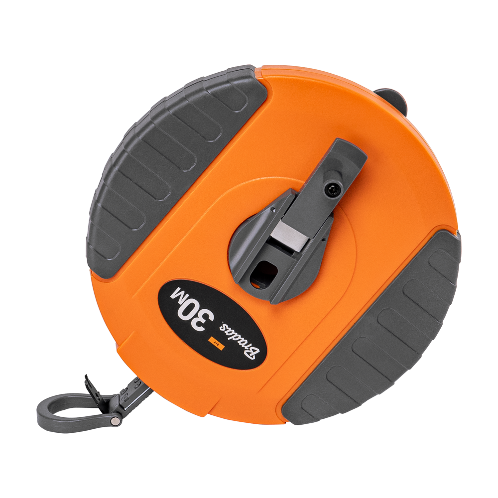AP Supplies Fibreglass Coiled Tape Measure 13mm Wide Black/Orange (20m-50m)