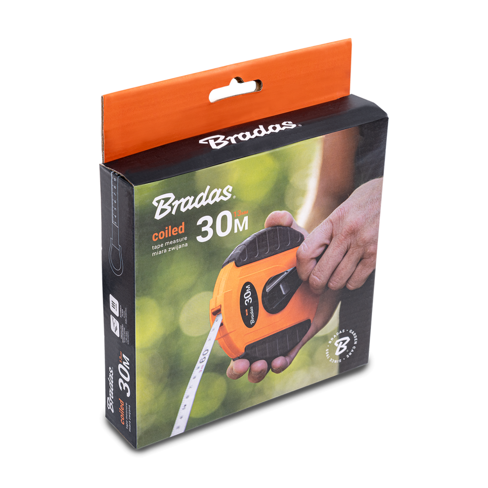 AP Supplies Fibreglass Coiled Tape Measure 13mm Wide Black/Orange (20m-50m)