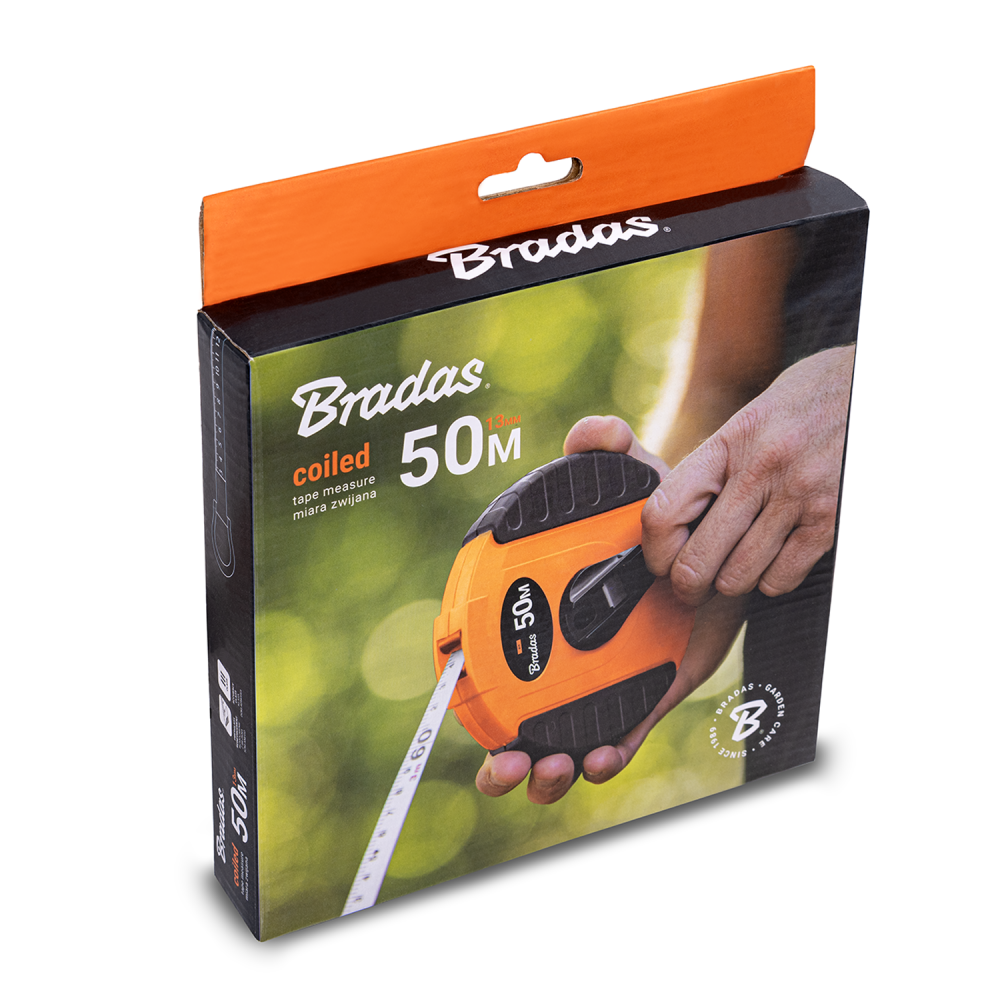 AP Supplies Fibreglass Coiled Tape Measure 13mm Wide Black/Orange (20m-50m)