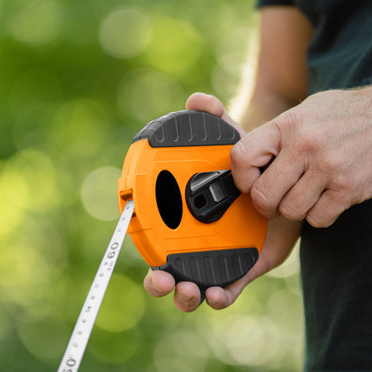 AP Supplies Fibreglass Coiled Tape Measure 13mm Wide Black/Orange (20m-50m) - 20 metres
