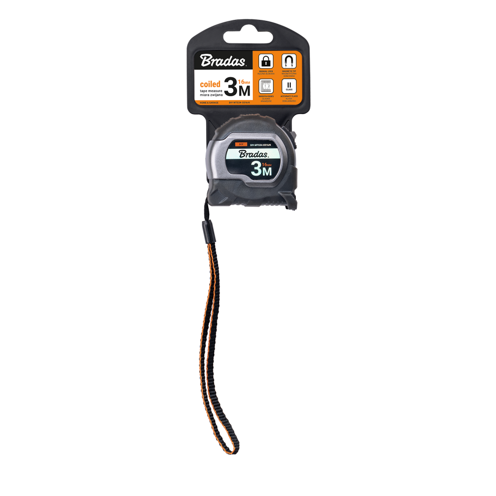 AP Supplies COAL Tape Measure 16mm Wide with Magnetic Tip and Belt Clip (3m)