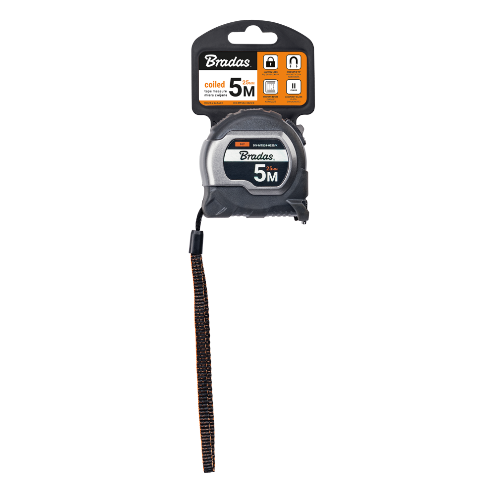 AP Supplies COAL Tape Measure 25mm Wide with Magnetic Tip and Belt Clip (5m-8m) - 8 metres - Pack of 12