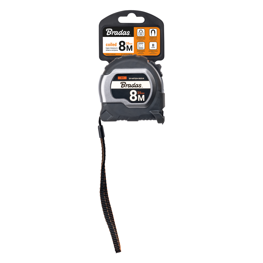 AP Supplies COAL Tape Measure 25mm Wide with Magnetic Tip and Belt Clip (5m-8m)