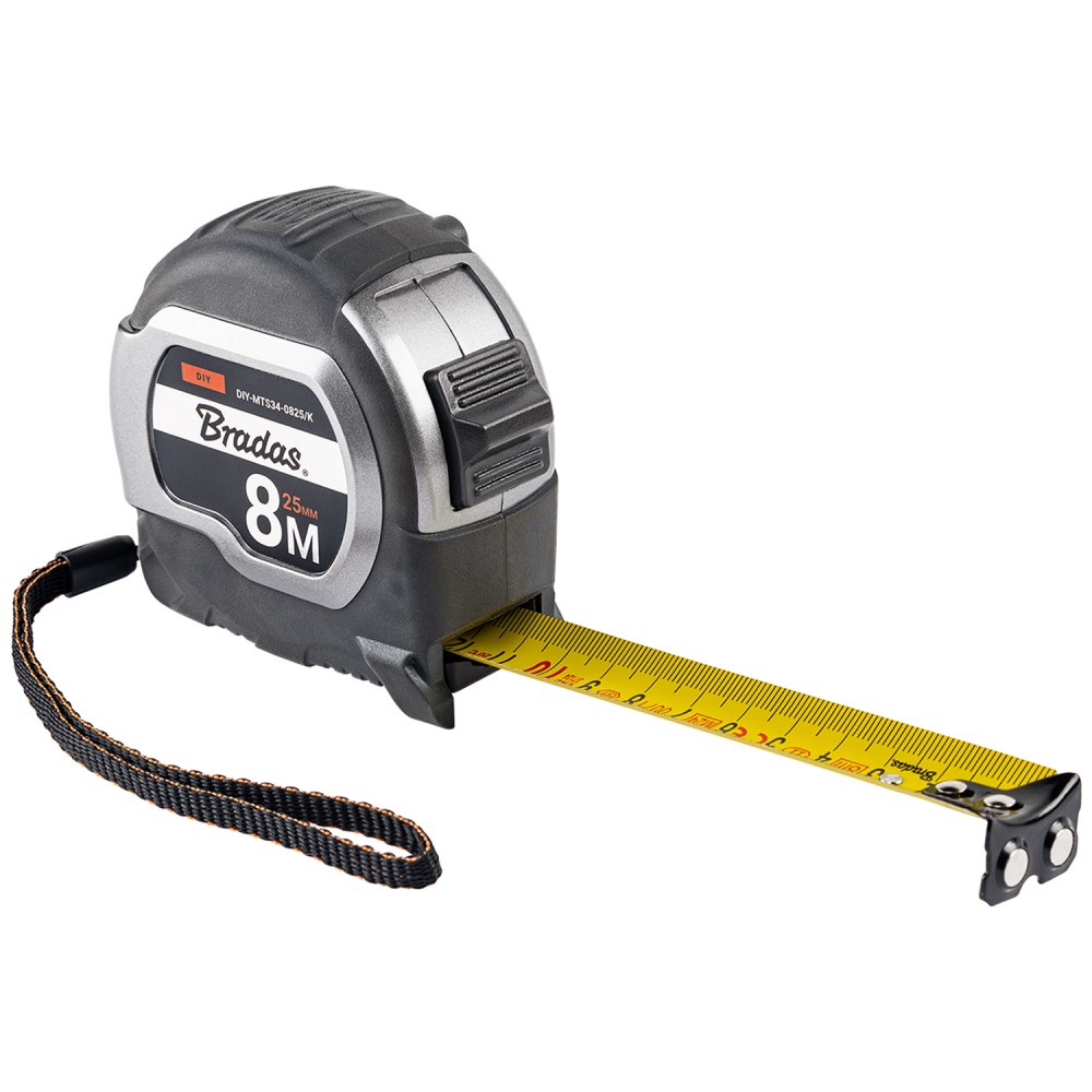 AP Supplies COAL Tape Measure 25mm Wide with Magnetic Tip and Belt Clip (5m-8m)