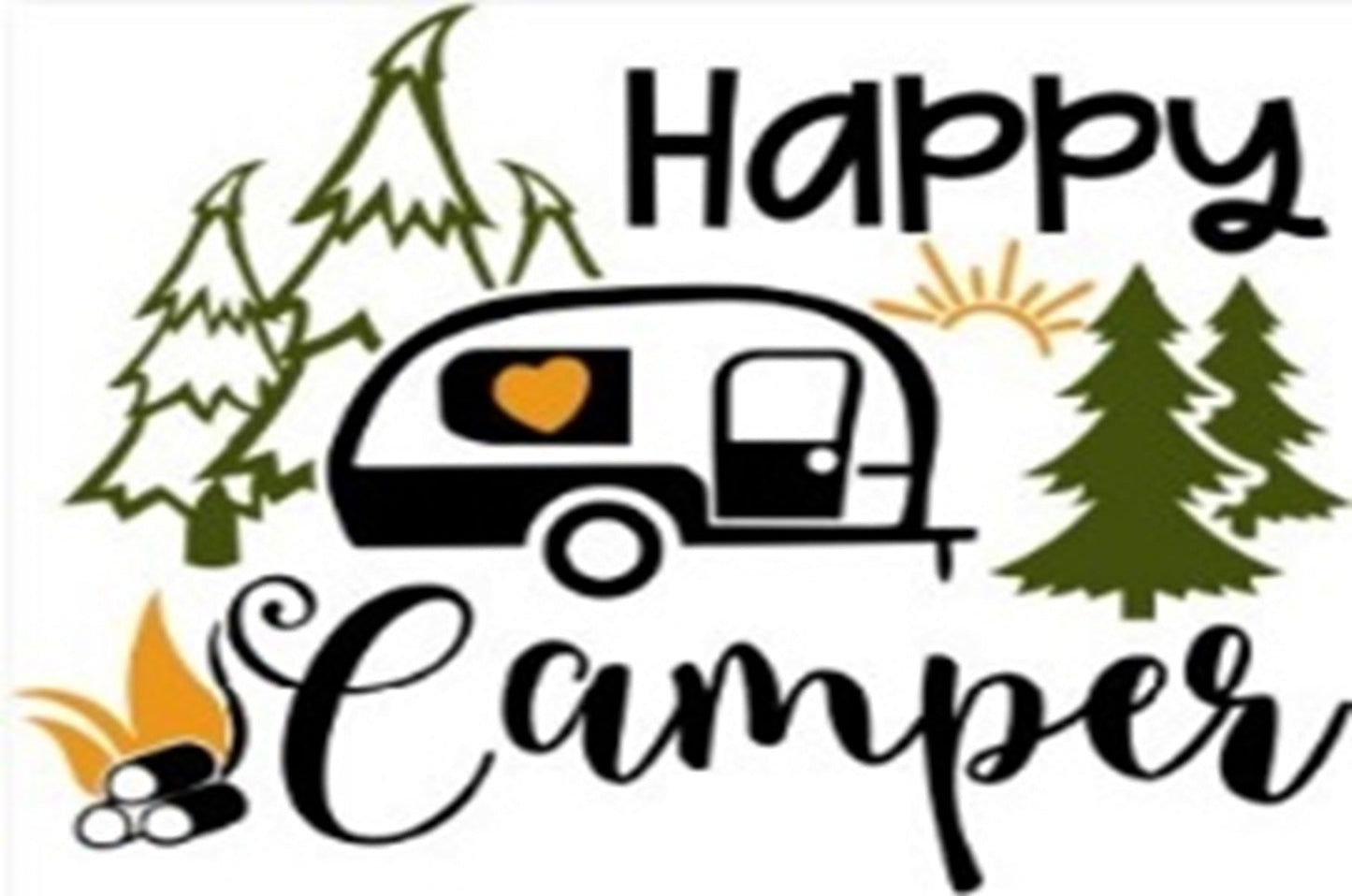 Doormat 60cm x 40cm - 'Happy Camper' - Absorbent Coir Mat for Indoor Outdoor