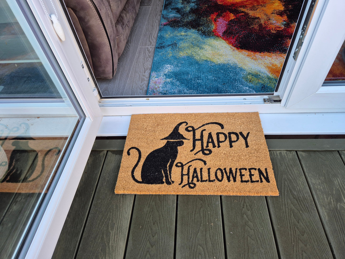 Doormat 60cm x 40cm - 'Happy Halloween' - Absorbent Coir Mat for Indoor Outdoor