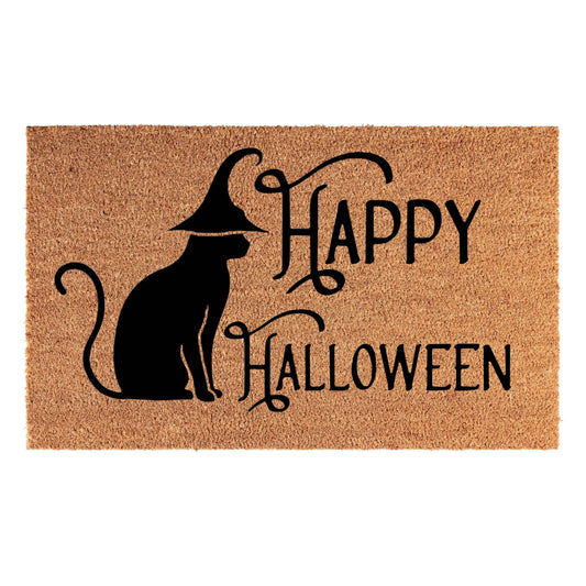 Doormat 60cm x 40cm - 'Happy Halloween' - Absorbent Coir Mat for Indoor Outdoor