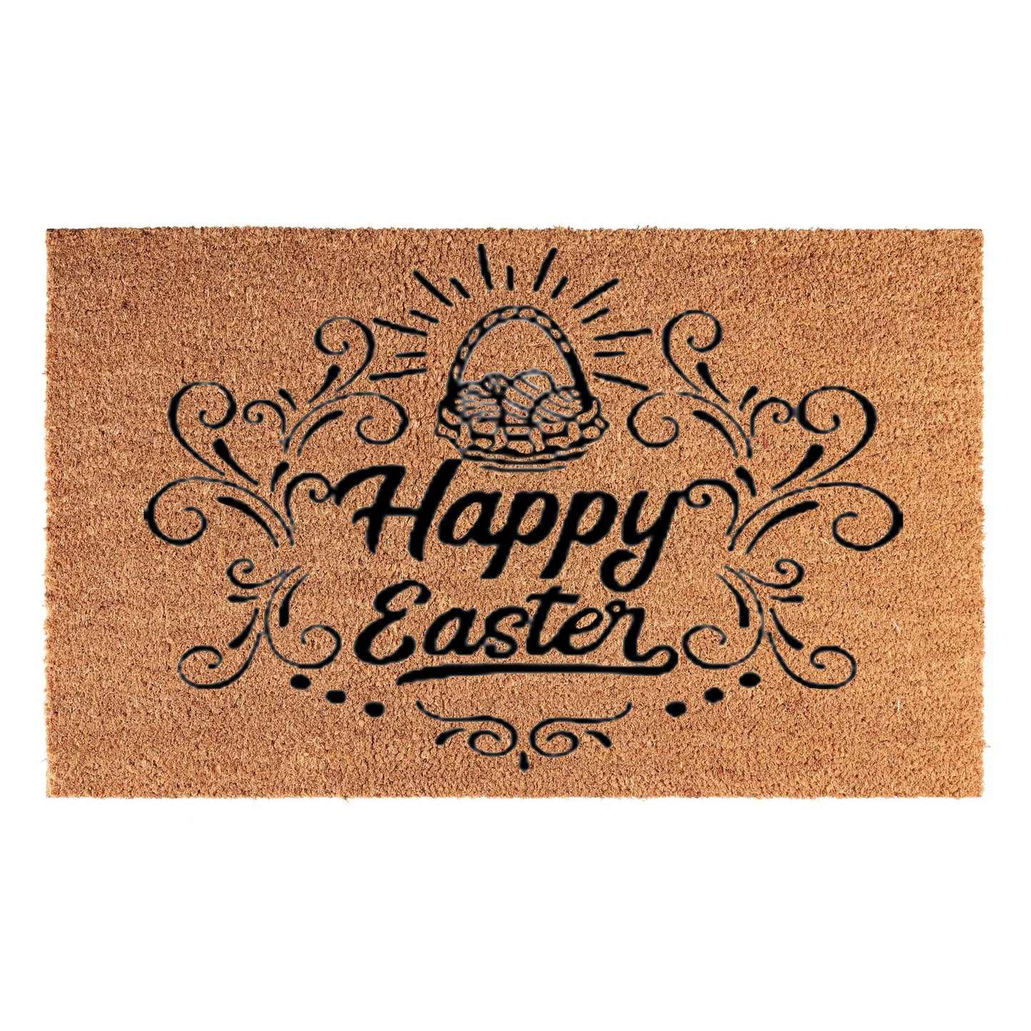 Doormat 60cm x 40cm - 'Happy Easter' - Absorbent Coir Mat for Indoor Outdoor