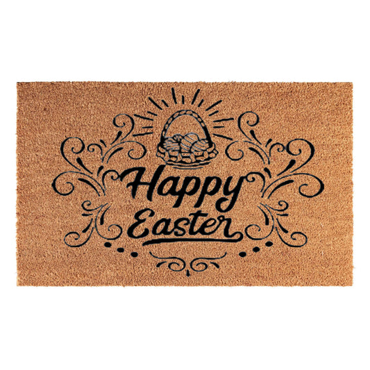 Doormat 60cm x 40cm - 'Happy Easter' - Absorbent Coir Mat for Indoor Outdoor
