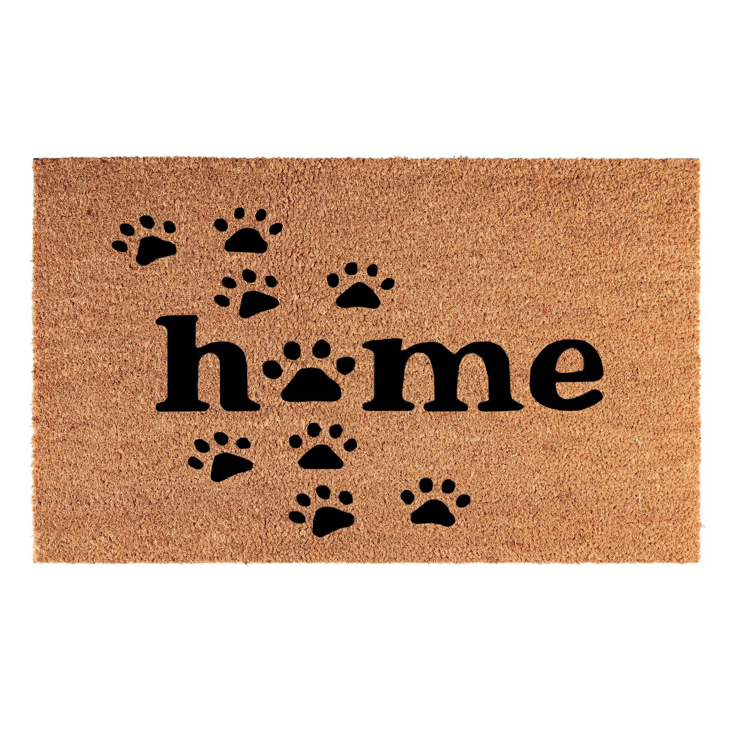 Doormat 60cm x 40cm - 'Home' (Paws) - Absorbent Coir Mat for Indoor Outdoor