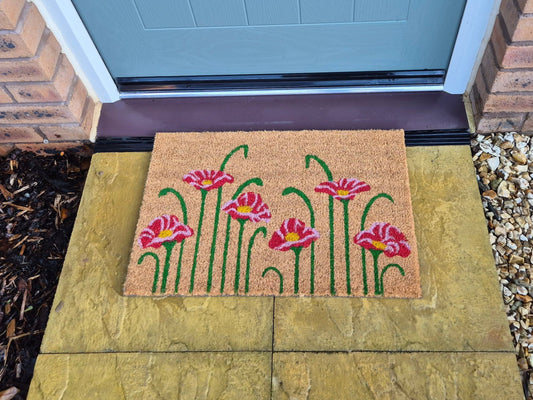 Doormat 60cm x 40cm - Poppy - Absorbent Coir Mat for Indoor Outdoor