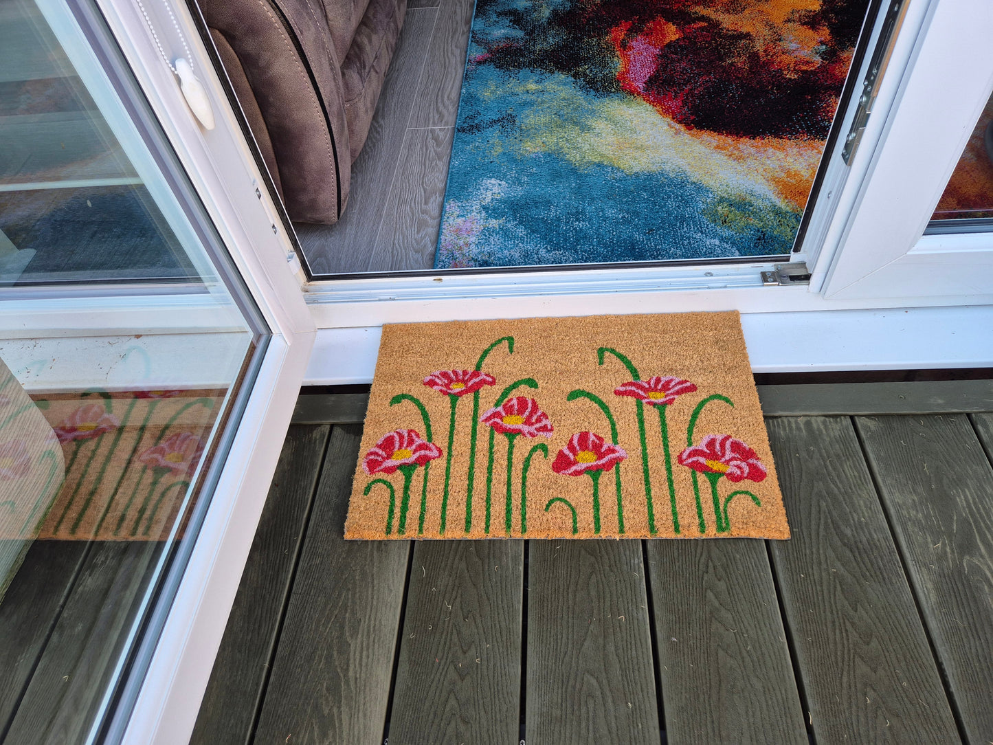 Doormat 60cm x 40cm - Poppy - Absorbent Coir Mat for Indoor Outdoor