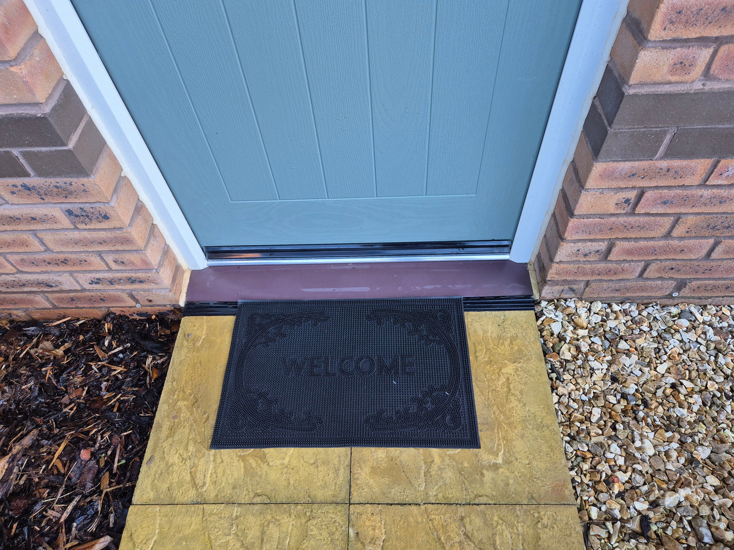 Rubber Doormat 60cm x 40cm - 'Welcome' (D2) - Absorbent Coir Mat for Indoor/Outdoor