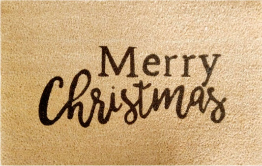 Doormat 60cm x 40cm - 'Merry Christmas' - Absorbent Coir Mat for Indoor Outdoor