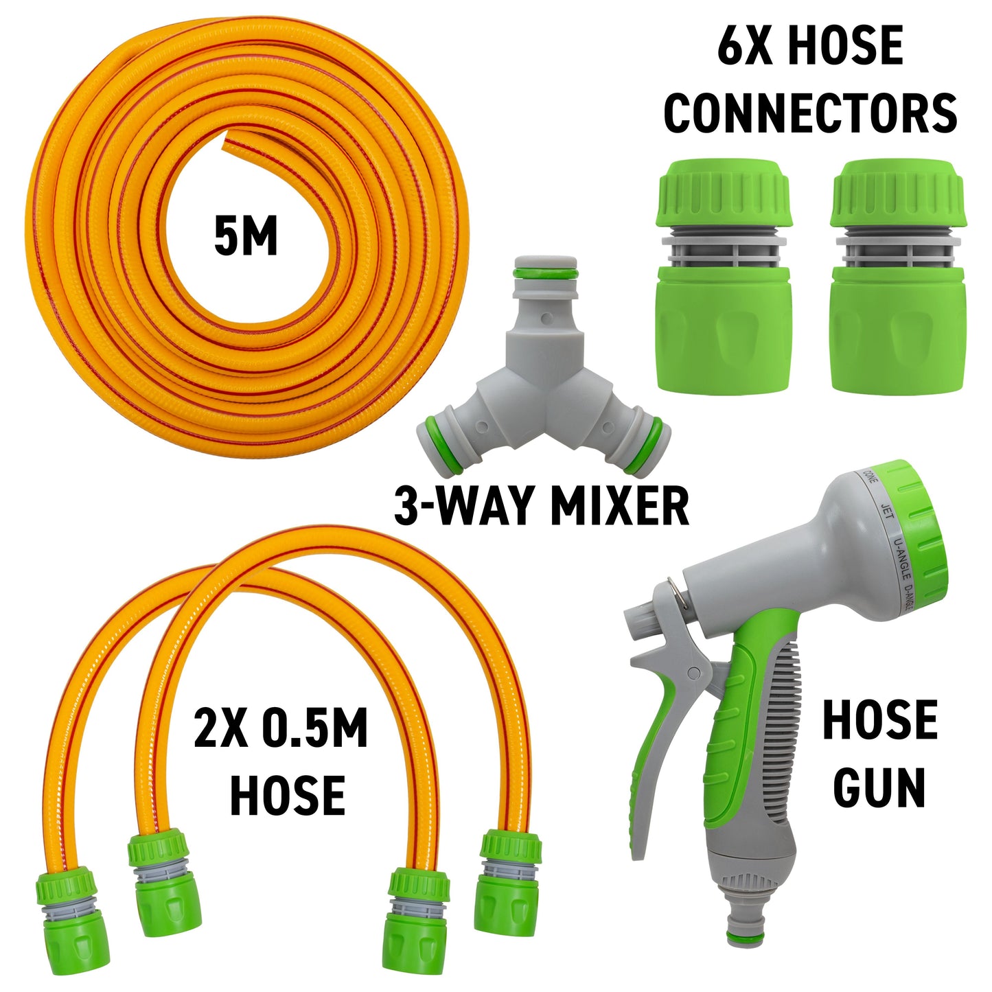 Dog Shower Mix Hot Cold Water Yellow Lime Garden Hose Pipe Garden Irrigation Kit