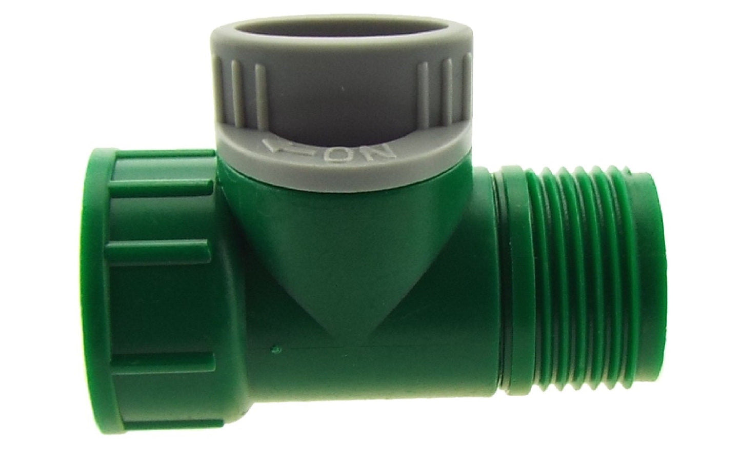 Tap Adapter with Valve 3/4in BSPM-F Green Grey Hose Pipe Fitting Water Connector