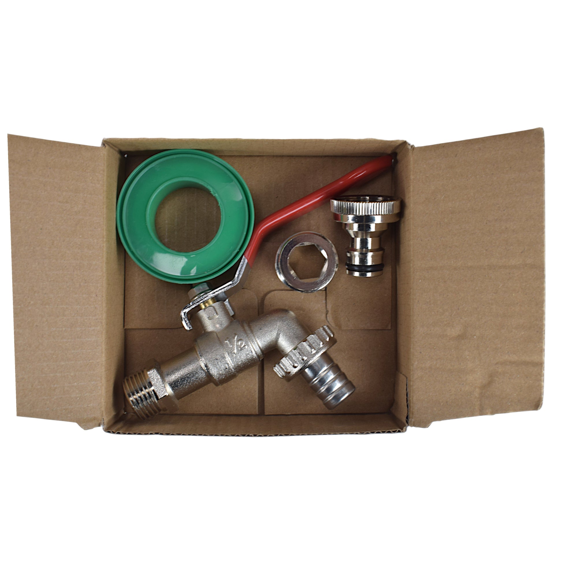 AP Supplies Lever Tap Kit with Barb/Quick Connect Outlet, 1/2" and 3/4" BSP Thread Inlet