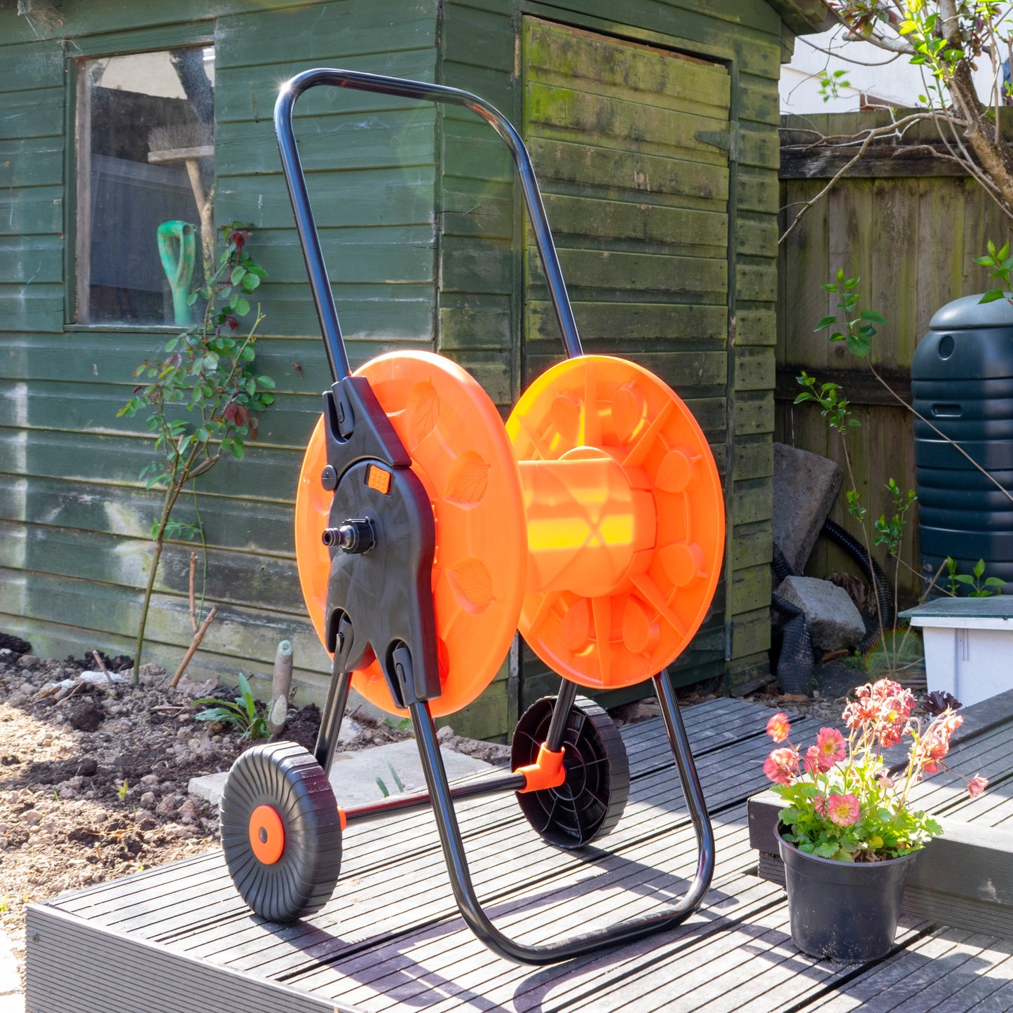 Hose Cart with Wheels for 60m 1/2in Garden Hose CW for Outdoor Hose Accessory