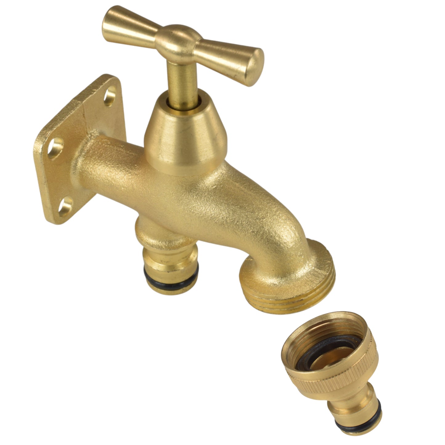 AP Supplies Brass Bib Tap with Quick Connect Inlet and Outlet