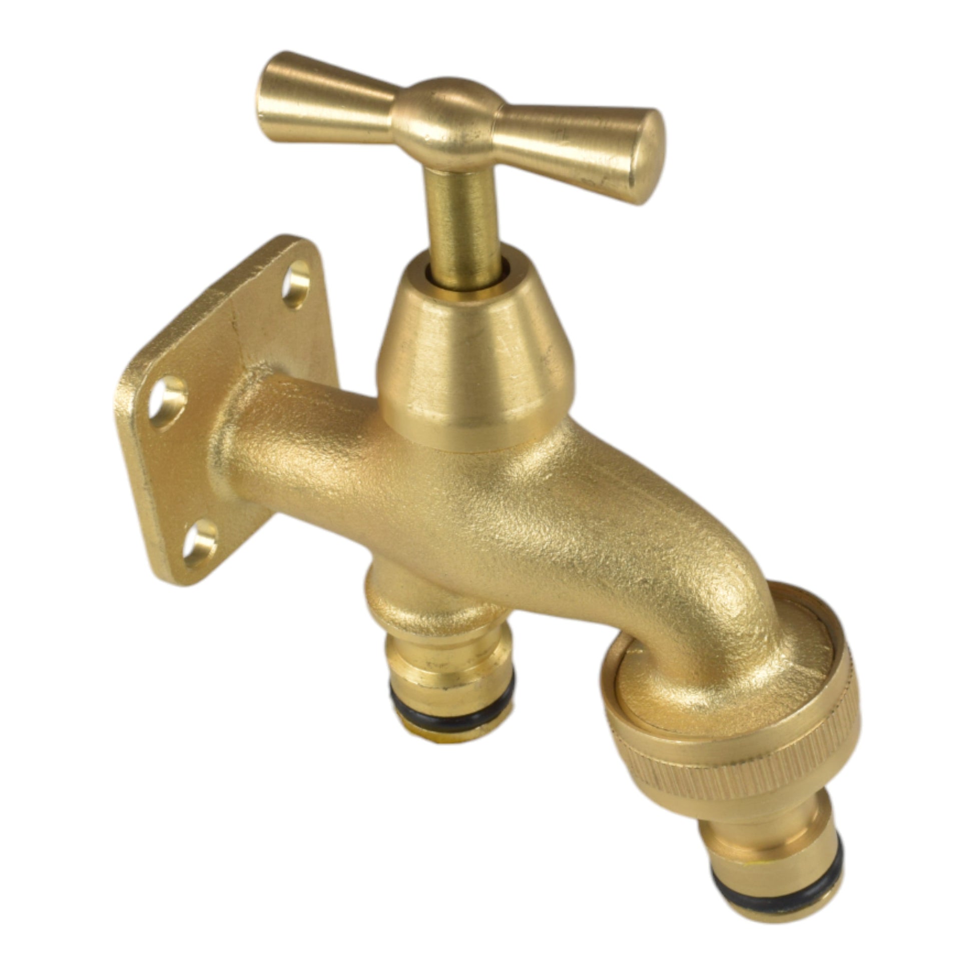 AP Supplies Brass Bib Tap with Quick Connect Inlet and Outlet