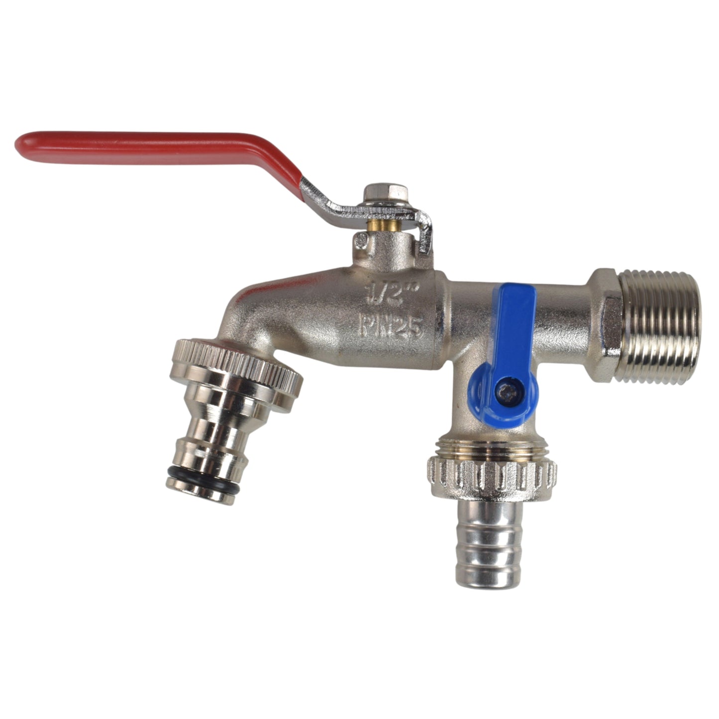 AP Supplies Double Lever Tap Kit with Barb/Quick Connect Outlet, 1/2" and 3/4" BSP Thread Inlet