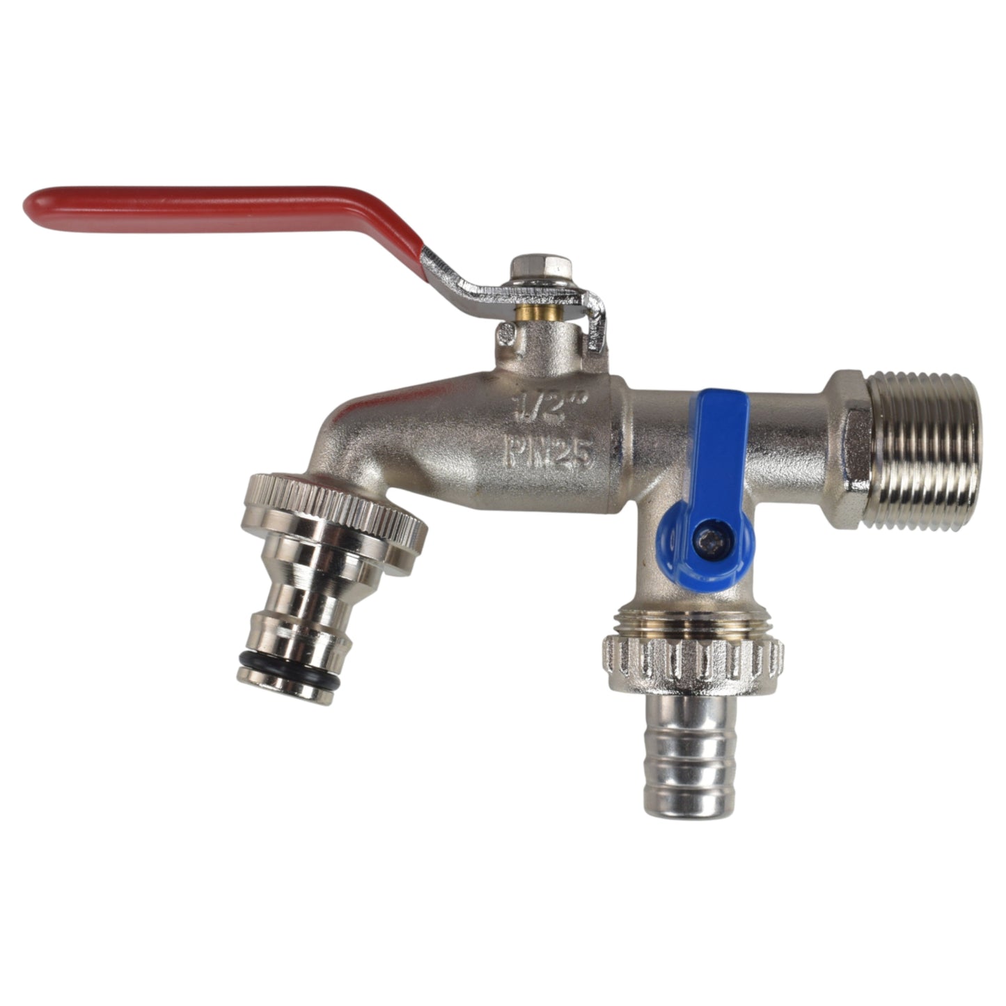 AP Supplies Double Lever Tap Kit with Barb/Quick Connect Outlet, 1/2" and 3/4" BSP Thread Inlet