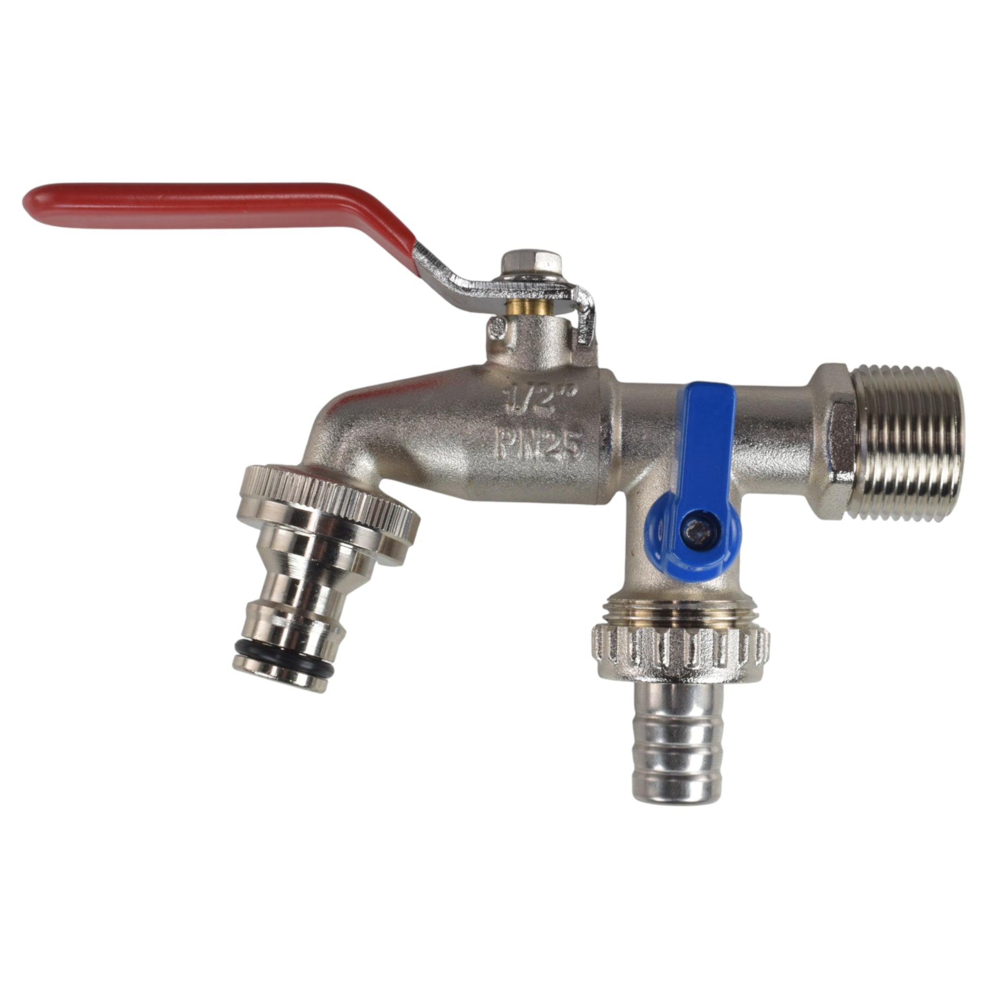AP Supplies Double Lever Tap Kit with Barb/Quick Connect Outlet, 1/2" and 3/4" BSP Thread Inlet