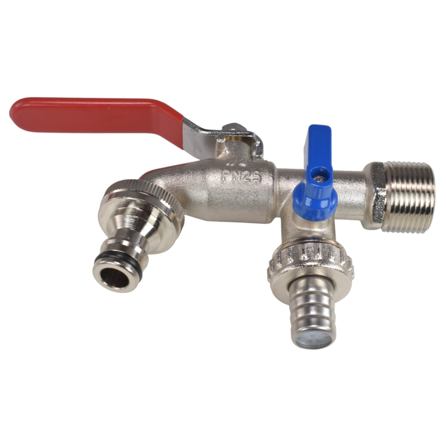 AP Supplies Double Lever Tap Kit with Barb/Quick Connect Outlet, 1/2" and 3/4" BSP Thread Inlet