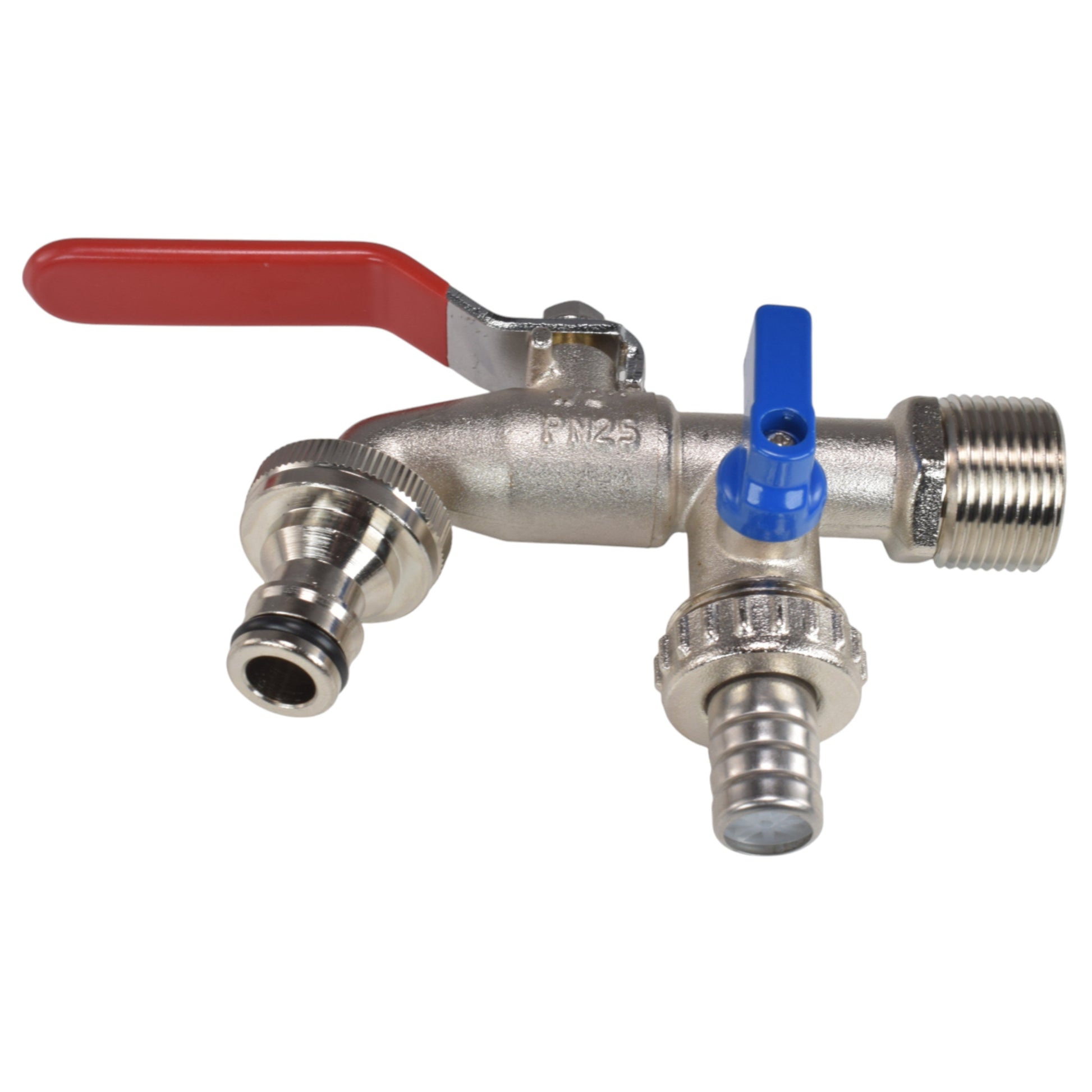 AP Supplies Double Lever Tap Kit with Barb/Quick Connect Outlet, 1/2" and 3/4" BSP Thread Inlet