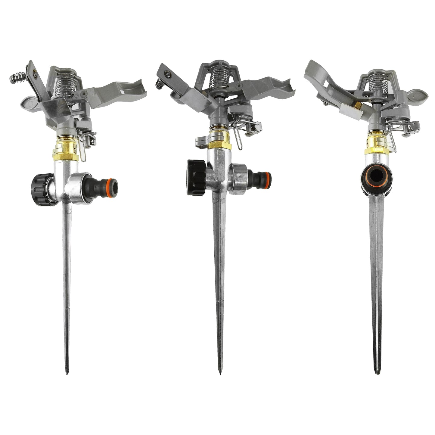 Pulsating Lawn Sprinkler - Metal with Metal Spike for Outdoor Hose Accessory