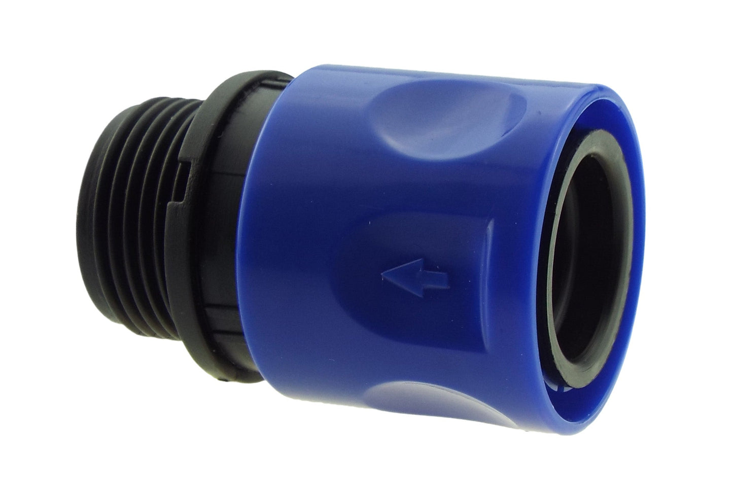 IBC 2 S60X6 Cap with In-Line BSPF Valve and 3/4 BSPM Female Hose Connector Blue