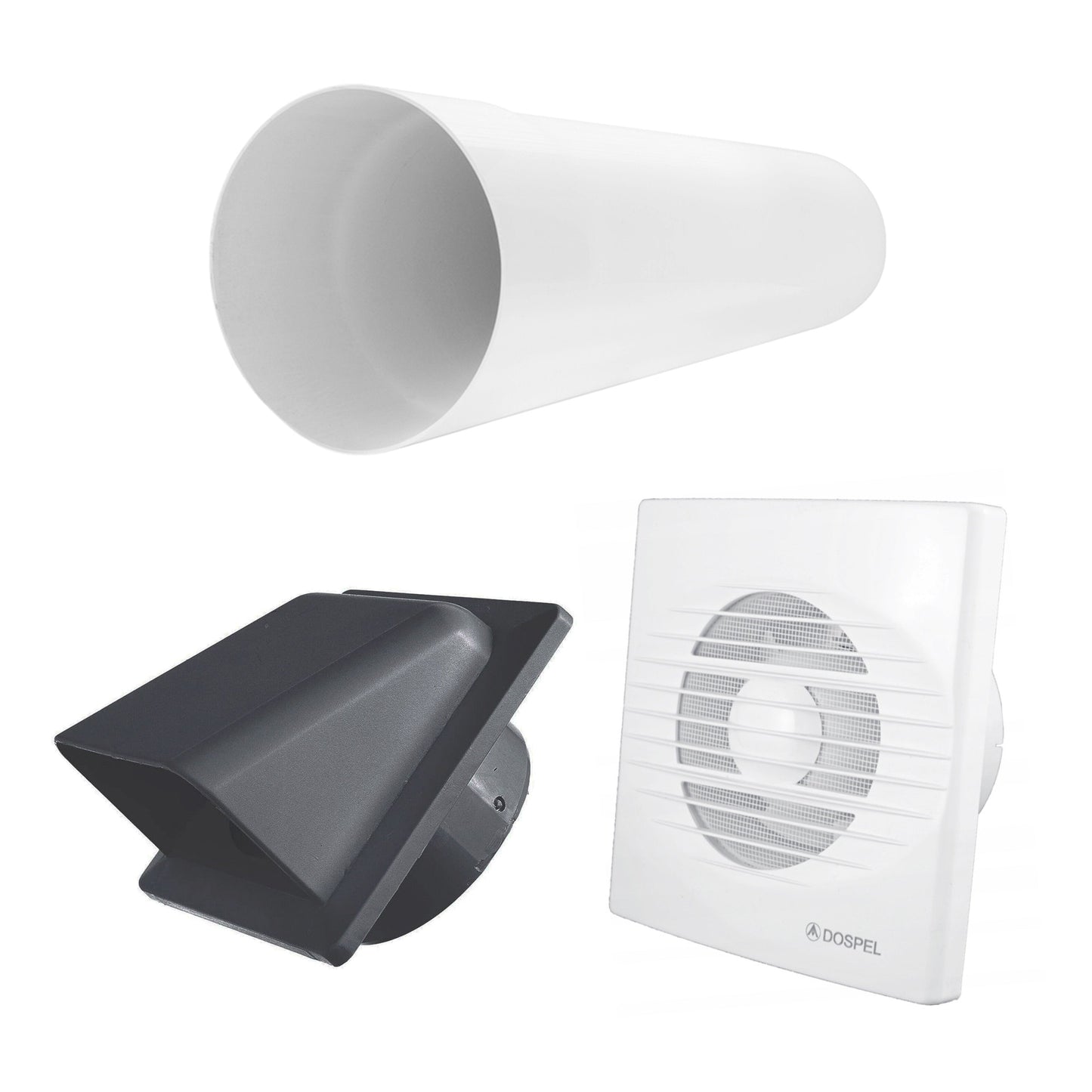 AP Supplies Through Wall Ventilation Kit RICO Timer Switch Fan with Graphite External Vent