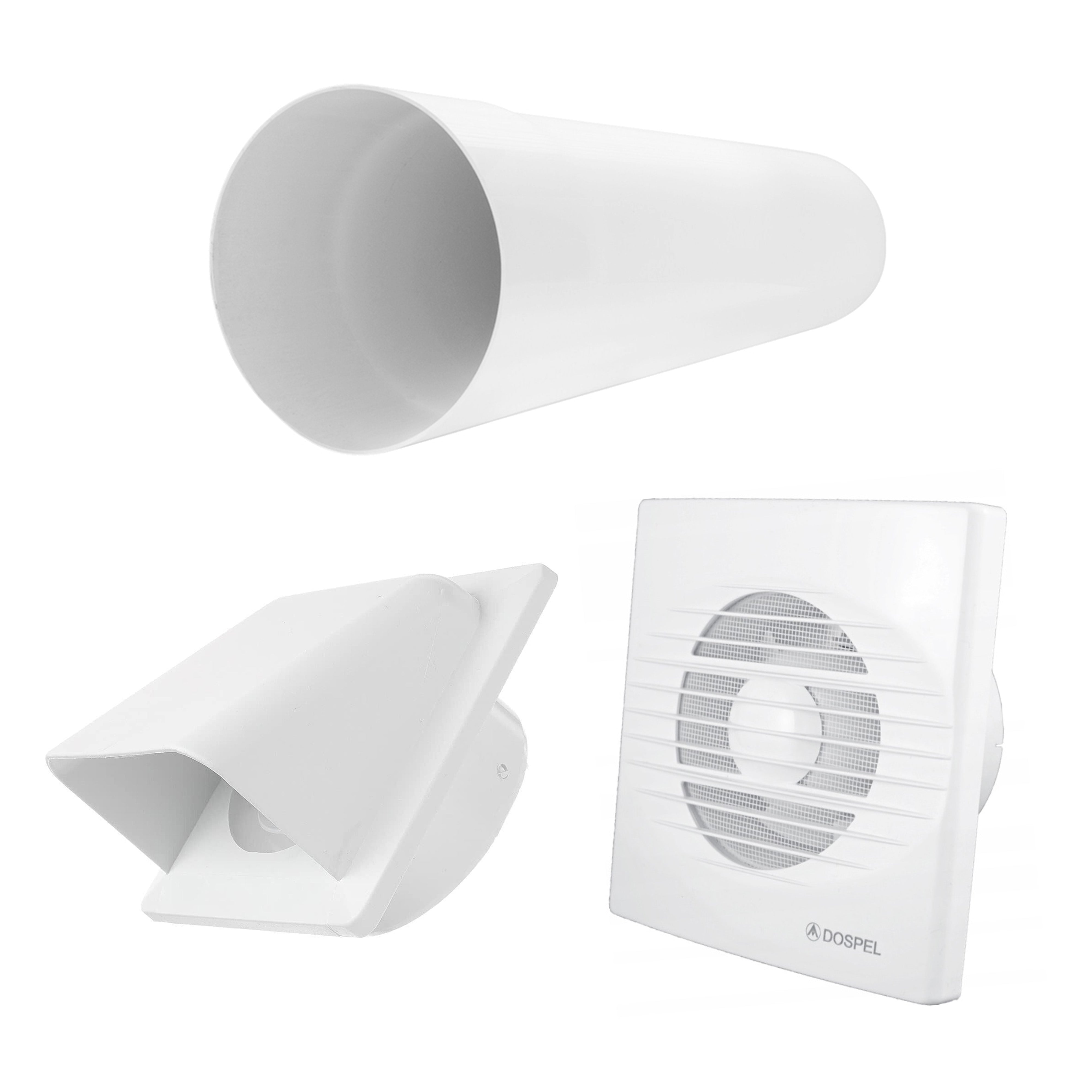 Through Wall Ventilation Kit RICO Timer Switch Fan with White External ...