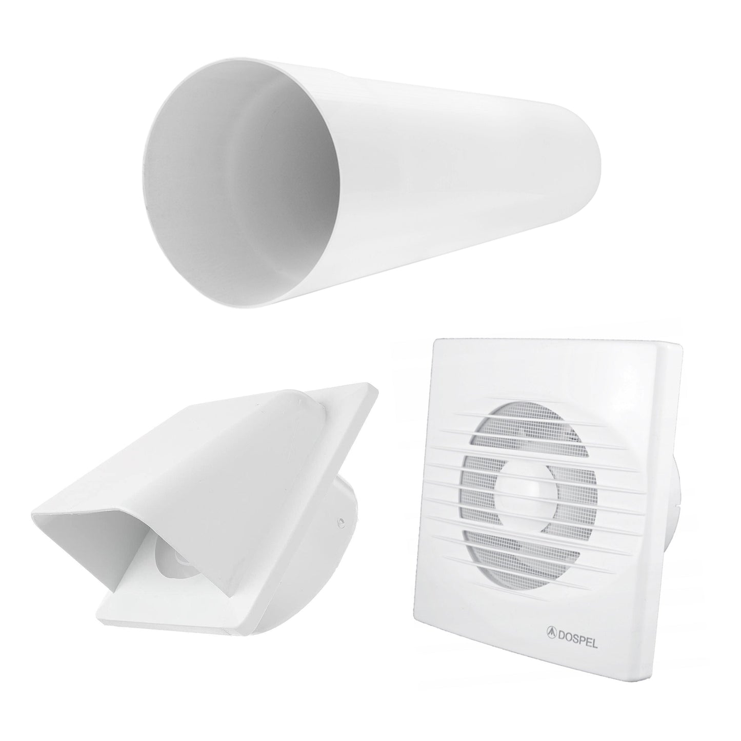 AP Supplies Through Wall Ventilation Kit RICO Timer Switch Fan with White External Vent