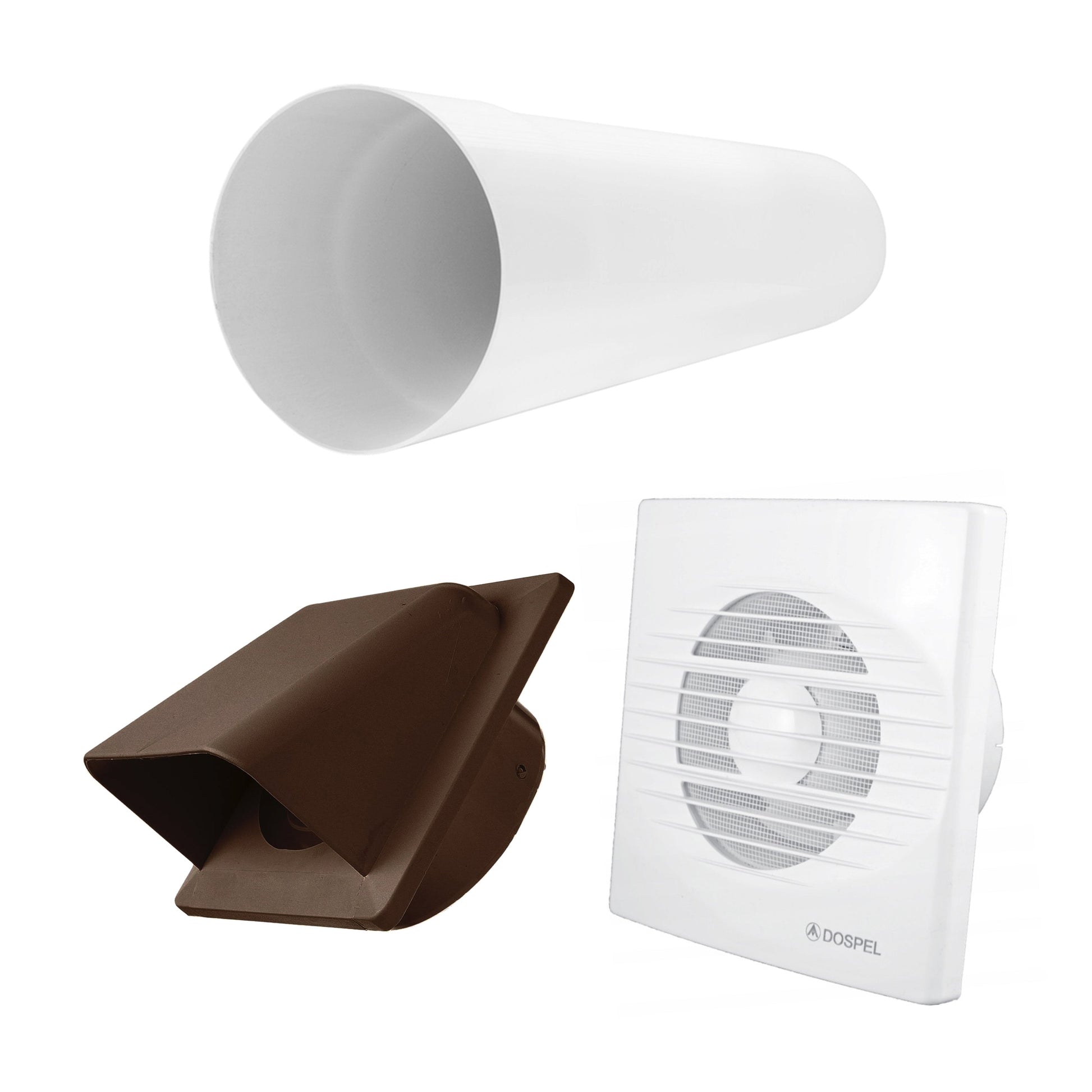AP Supplies Through Wall Ventilation Kit RICO Pull-Cord Switch Fan with Brown External Vent